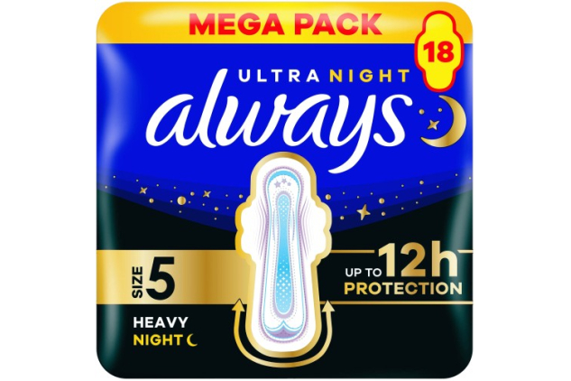 Always Ultra Secure Night Extra Size 5 Pads 18 Pack