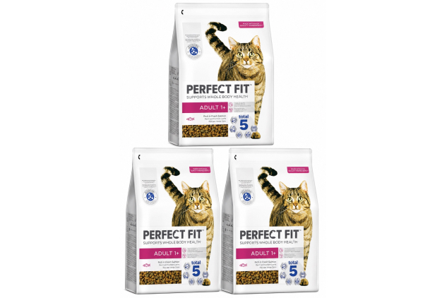 Perfect Fit Adult Salmon Dry Cat Food 3 x 2.8kg