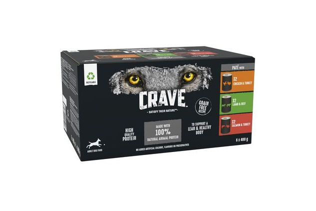 CRAVE Adult Pâté Mixed Wet Dog Food 6 x 400g