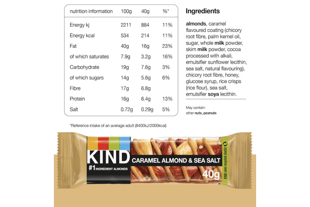 KIND Snack Bars Mixed Bundle 30 x 40g – Dark Chocolate Nuts & Sea Salt + Caramel Almond & Sea Salt