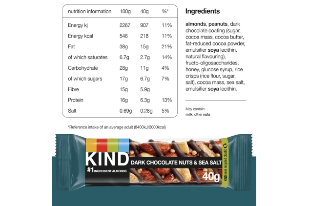 KIND Snack Bars Mixed Bundle 30 x 40g – Dark Chocolate Nuts & Sea Salt + Caramel Almond & Sea Salt
