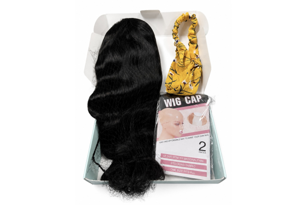 100% Real Human Hair Wig 1B Natural Black 16 Inch Slight Wavy Style Wig Cap & Bandana Included