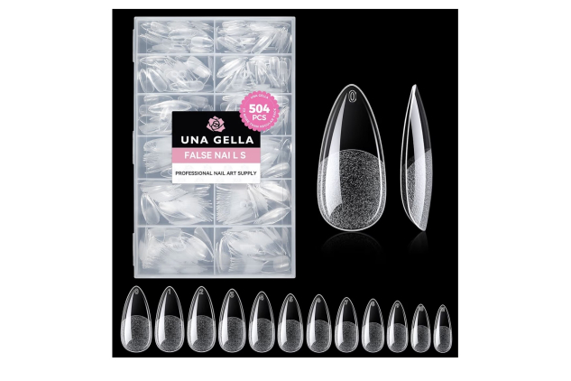 UNA GELLA Medium Almond Nail Tips 504PCS Clear False Nail Soft Gel Tips