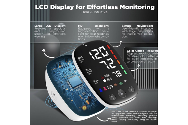 Blood Pressure Monitors with Mobile Connectivity & LED Backlight Display Heart Rate Detection 2x120 Records Automatic Upper Arm Blood Pressure Monitor for Home Use Large Blood Pressure Cuff 22-42cm