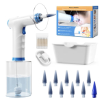Electric Ear Wax Removal Ear Cleaner Kit with Cotton Swabs, Blue 500ML Big Water Tank, 9+1 Silicone Tips, 4 Pressure Modes