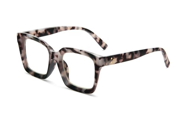 Oversized Reading Glasses for Women Anti Blue Light Glasses Square Frame Brown Grey +2.0