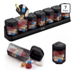 Large 7-Day Pill Organiser Removable Pots, Silicone Lids