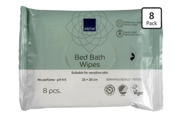 ABENA Bed Bath Wipes Pack of 8 | Fragrance Free