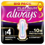 Always Platinum Secure Night Size 4 Pads 12 Pack