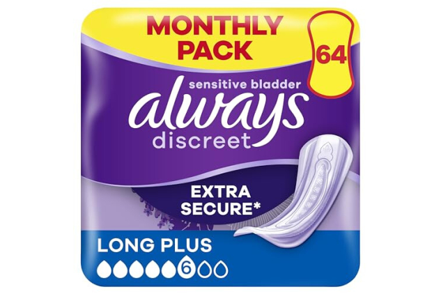 Always Discreet Long Plus Incontinence Pads 64 Pack