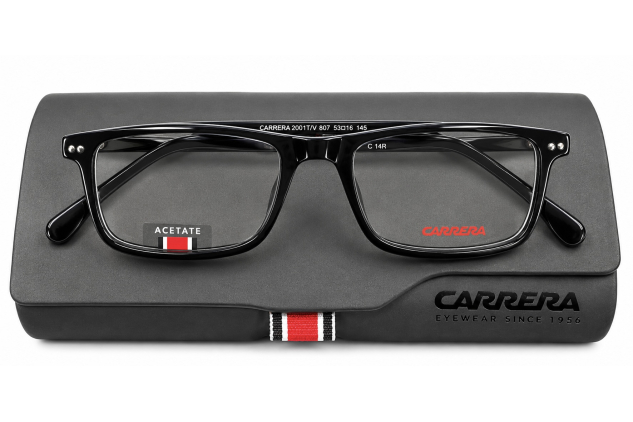 Carrera 2001T/V 807 Black Acetate Rectangular Eyeglasses Optical Frames 135mm