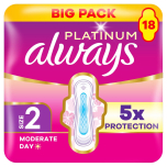 Always Platinum Long Size 2 Pads with Wings 18 Pack