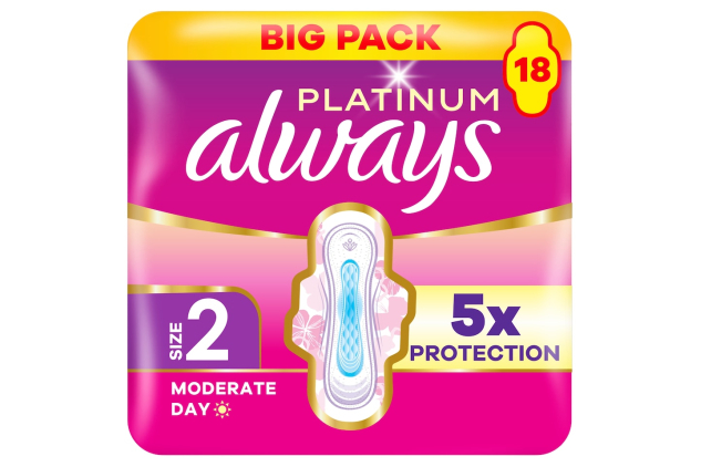Always Platinum Long Size 2 Pads with Wings 18 Pack
