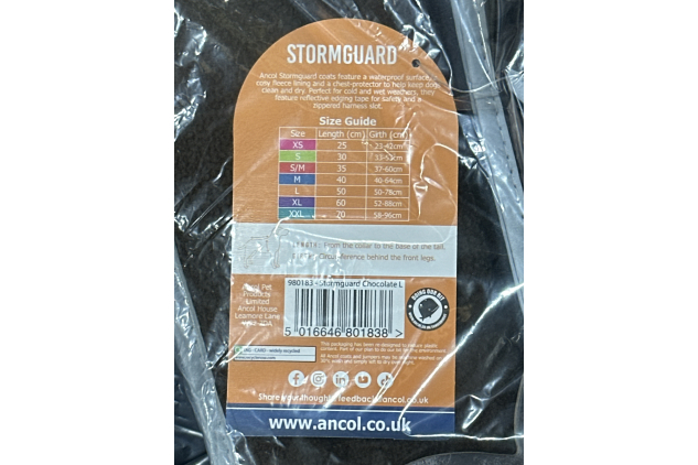 Ancol Muddy Paws Stormguard Chocolate Dog Coat Large 50cm