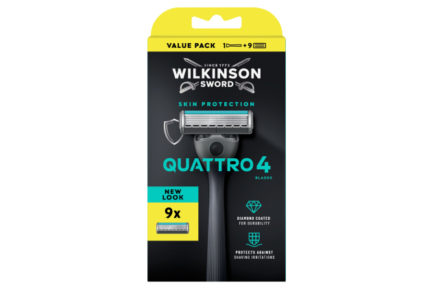 Wilkinson Sword Quattro 4 Razor + 9 Blades