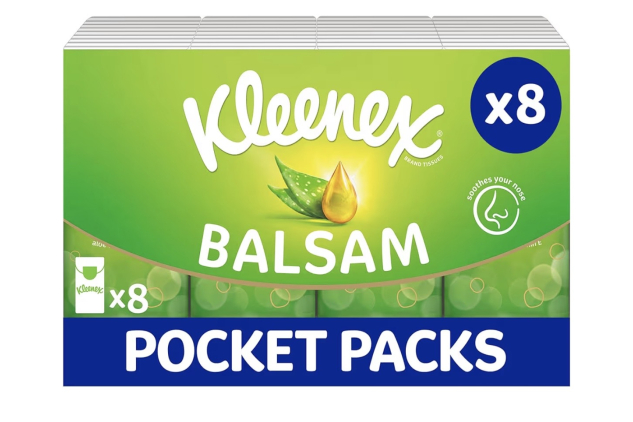 Kleenex Balsam Pocket Tissues 8 Pack | 72 Tissues