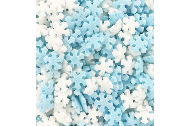 Twist Ingredients - Sugar Shapes - Ice Blue and White Mini Snowflake Cake Topper Sprinkles - 800g Edible Vegan Matt Sugar Shape Decorations - Great For Christmas and Festive Themed Party Cake