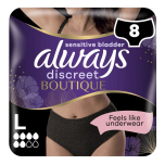 Always Discreet Boutique Large Black Pants 8 Pack