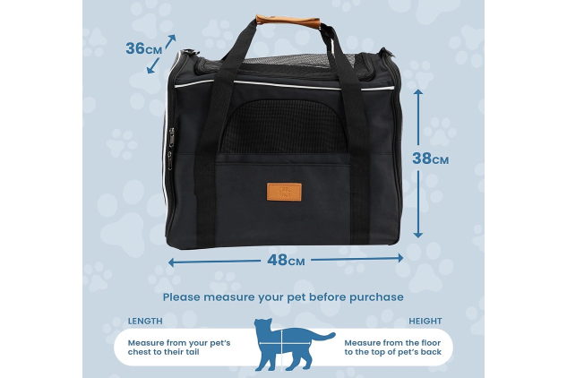 Cool Paws Large Pet Carrier Bag for Cats & Small Dogs - Black