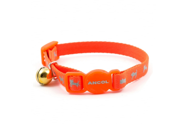 Ancol Orange Hi-Vis Kitten Collar with Bell