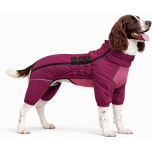 Warm Dog Coat Double Layers Dog Vest, 4 Legs Covered Windproof Waterproof Reflective, Purple Size Large