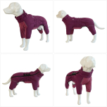 Warm Dog Coat Double Layers Dog Vest, 4 Legs Covered Windproof Waterproof Reflective, Purple Size Large