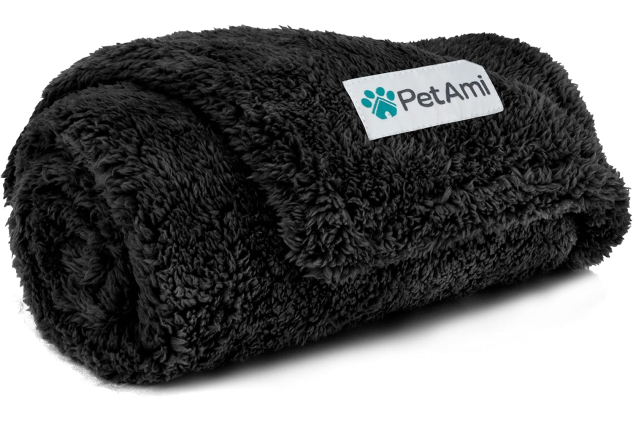 PetAmi Waterproof Sherpa Dog Blanket Black 24x32in