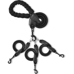 Heavy Duty Three Dog Leash, No Tangle Detachable 360° Swivel Device, Multiple Leash With Padded Handle for Walking and Training Two/Three Way (Black, L/30-135 Ibs)