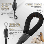 Heavy Duty Three Dog Leash, No Tangle Detachable 360° Swivel Device, Multiple Leash With Padded Handle for Walking and Training Two/Three Way (Black, L/30-135 Ibs)