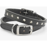 Ancol Studded Black Leather Dog Collar 20-26cm