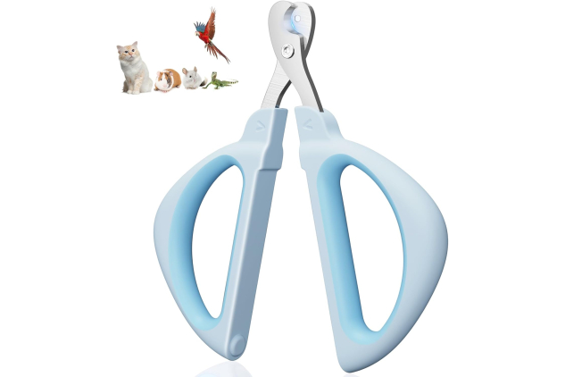 Euqvunn Cat Nail Clippers, Professional Cat Claw Clipper with Safe Positioning Hole, Rabbit Nail Clippers Suitable for Kittens, Rabbits, Guinea Pigs, Birds, Puppies, and Small Animals (Blue)