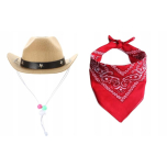 Pet Cowboy Hat & Red Bandana Costume Set