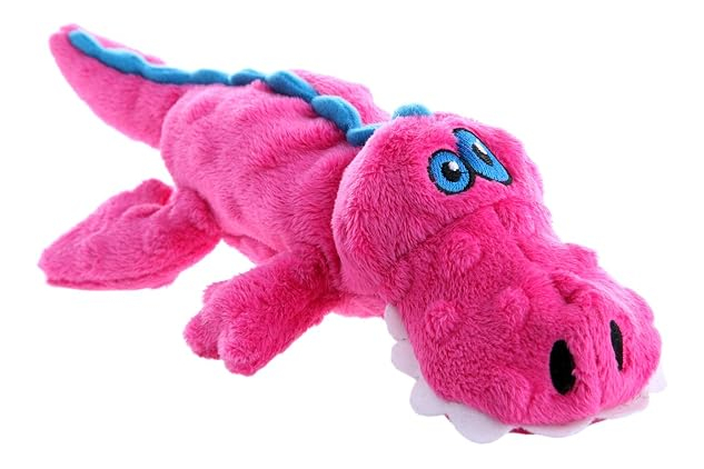 goDog Pink Gator Small Squeaky Plush Dog Toy