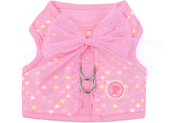 Pinkaholic New York Mabel Jacket Dog Harness Heart Pattern Fashionable Cute Spring Summer Harness for Small Dogs, Pink, Medium