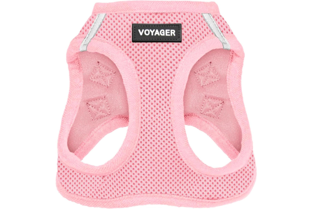 Voyager Step-In Air Dog Harness - All Weather Mesh, Reflective, No Pull Harness for Small, Medium Dogs, Cats - Secure with Hook & Loop Fastener, Buckle, Double D-Rings - Pink, XXXS
