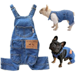 Tealots Blue Denim Dog Overalls Size L