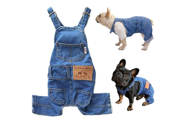 Tealots Blue Denim Dog Overalls Size L