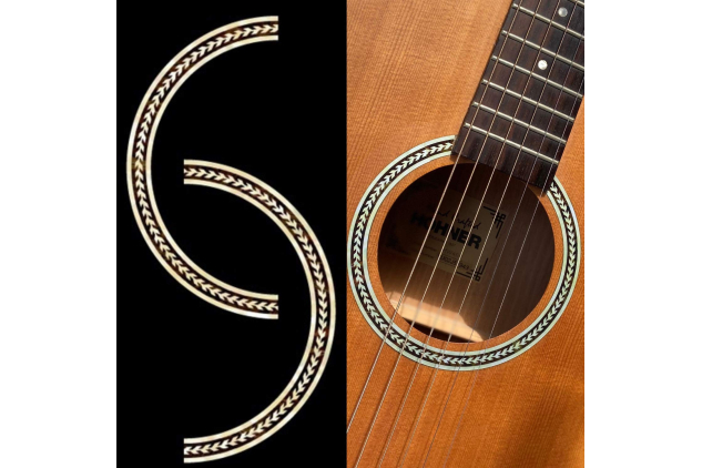 Inlaystickers for Acoustic Guitars - Soundhole Rosette/Purfling - Herringbone RS-243HE