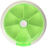 PuTwo 7 Day Round Pill Box Tray Medicine/Vitamins Storage Container/Dispenser, Green