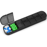 Black Weekly Pill Box Organiser with Upgraded Open Design | Premium Quality 7 Day Travel Tablet Box | Portable Pill Case for Medications, Vitamins, and Supplements