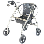 NRS Healthcare A-Series Petite 4 Wheel Rollator with Seat - Silver | New Item - Damaged Outer Box Packaging