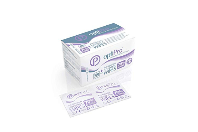 OptiPro 70% Pre-Injection Wipes 100 Pack