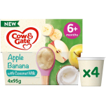 Cow & Gate Apple & Banana with Coconut Milk Baby Food Pot, 6+ Months, 4x95g