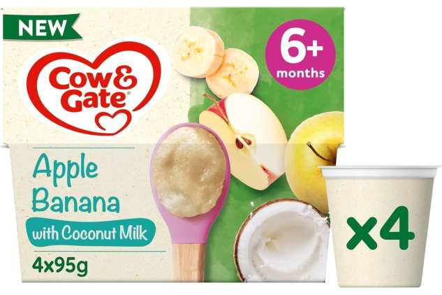 Cow & Gate Apple & Banana with Coconut Milk Baby Food Pot, 6+ Months, 4x95g