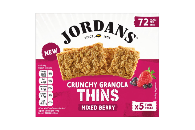 Jordans Granola Thins Mixed Berry Oat Cereal Snack Bars 160g