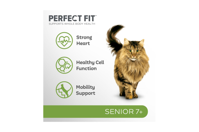 Perfect Fit Senior 7+ Complete Dry Cat Food Rich in Chicken 3 x 2.8kg – 8.4kg