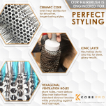 K-Pro 54mm Radial Ceramic & Ionic Hair Brush for Blowout & Blowdry - Professional Blow Dry Brush for Salon-Quality Results, Enhance Volume and Shine, Ideal for All Hair Types