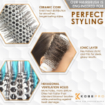 K-Pro 25mm Radial Ceramic & Ionic Hair Brush for Blowout & Blowdry - Professional Blow Dry Brush for Salon-Quality Results, Enhance Volume and Shine, Ideal for All Hair Types