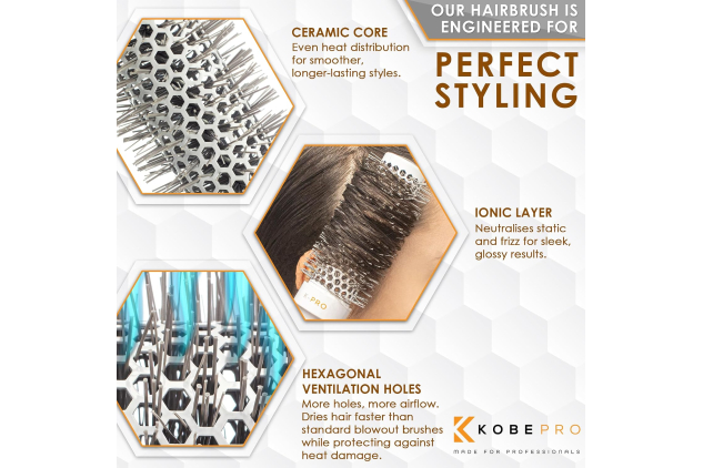K-Pro 25mm Radial Ceramic & Ionic Hair Brush for Blowout & Blowdry - Professional Blow Dry Brush for Salon-Quality Results, Enhance Volume and Shine, Ideal for All Hair Types