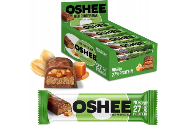 OSHEE Peanut & Caramel Protein Bars 12 x 49g